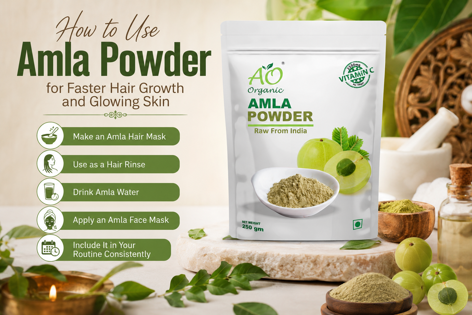How to Use Amla Powder for Faster Hair Growth and Glowing Skin